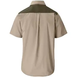 Mens Short Sleeve Serengeti 2-Tone Bush Shirt Stone Military Green Back